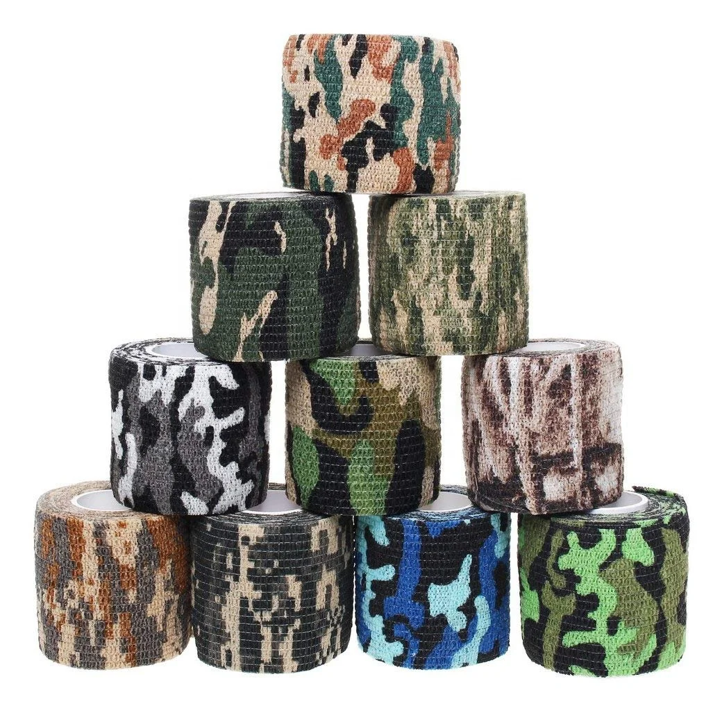 Camo Form Non-Woven Fabric Self-Adhesive Camouflage Military bandage Camo Cohesive Bandage for Outdoor Military Hunting