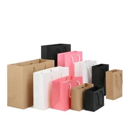 Custom size personalized different types clothing paper bags with satin ribbon, prime branded packing paper bag