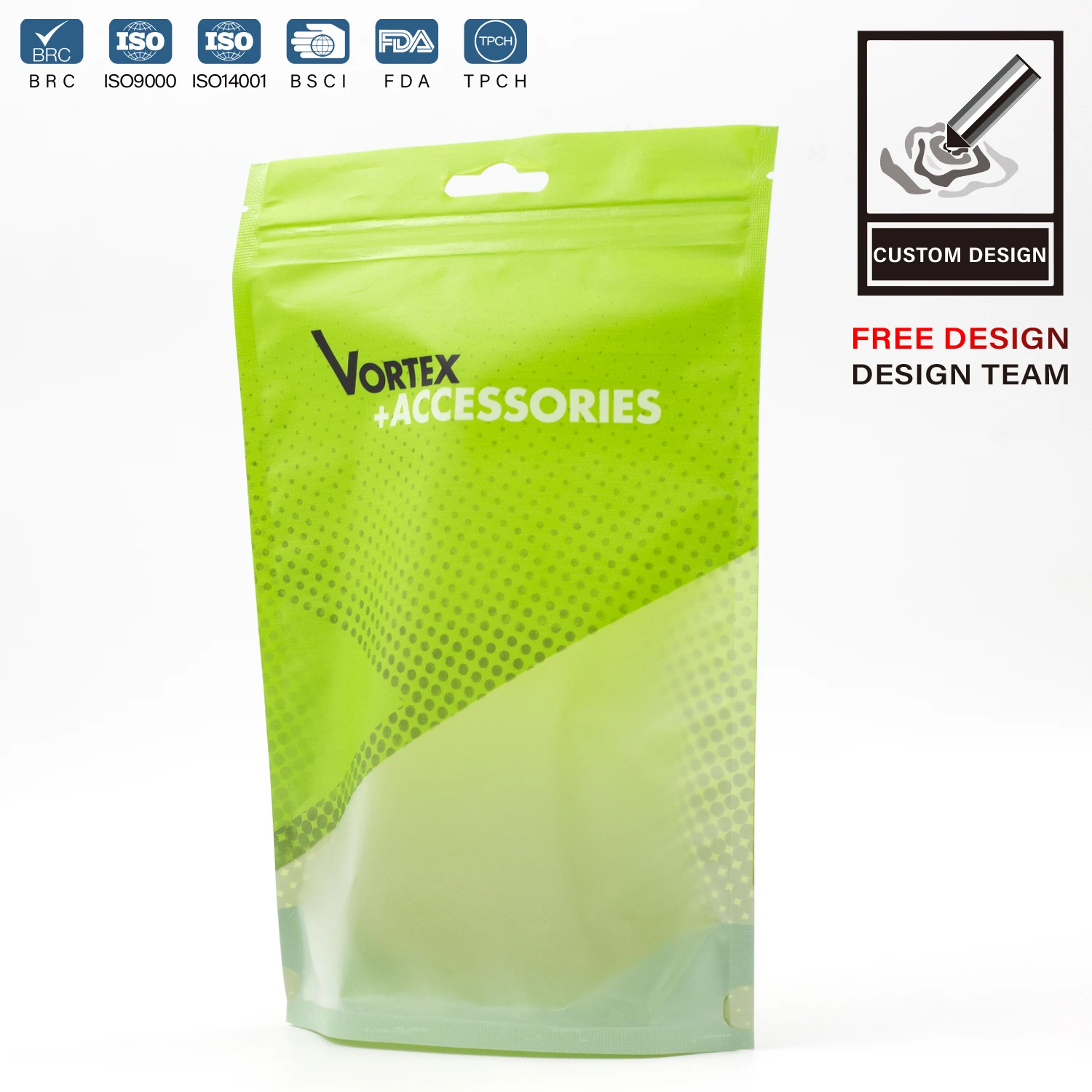 Green Plastic Packaging Bag Resealable Snack Dates Coffee Enjoy Life Spice Tea Heat Sealing Store Pouches