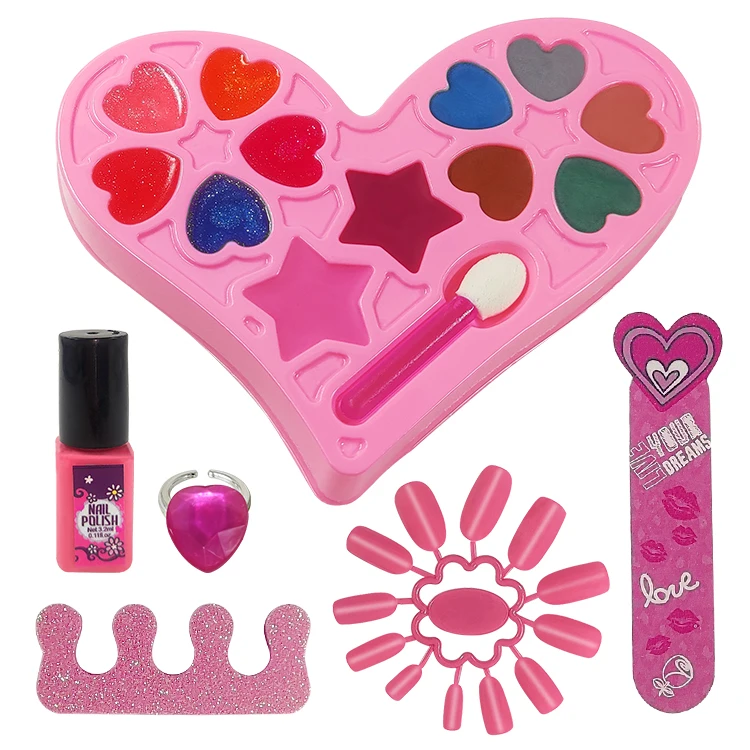 Pretend Play Makeup Toy Set Beauty Princess Dressing Table and Suitcase 2 in 1 Gift for Girls Kids Children Pink Style Origin