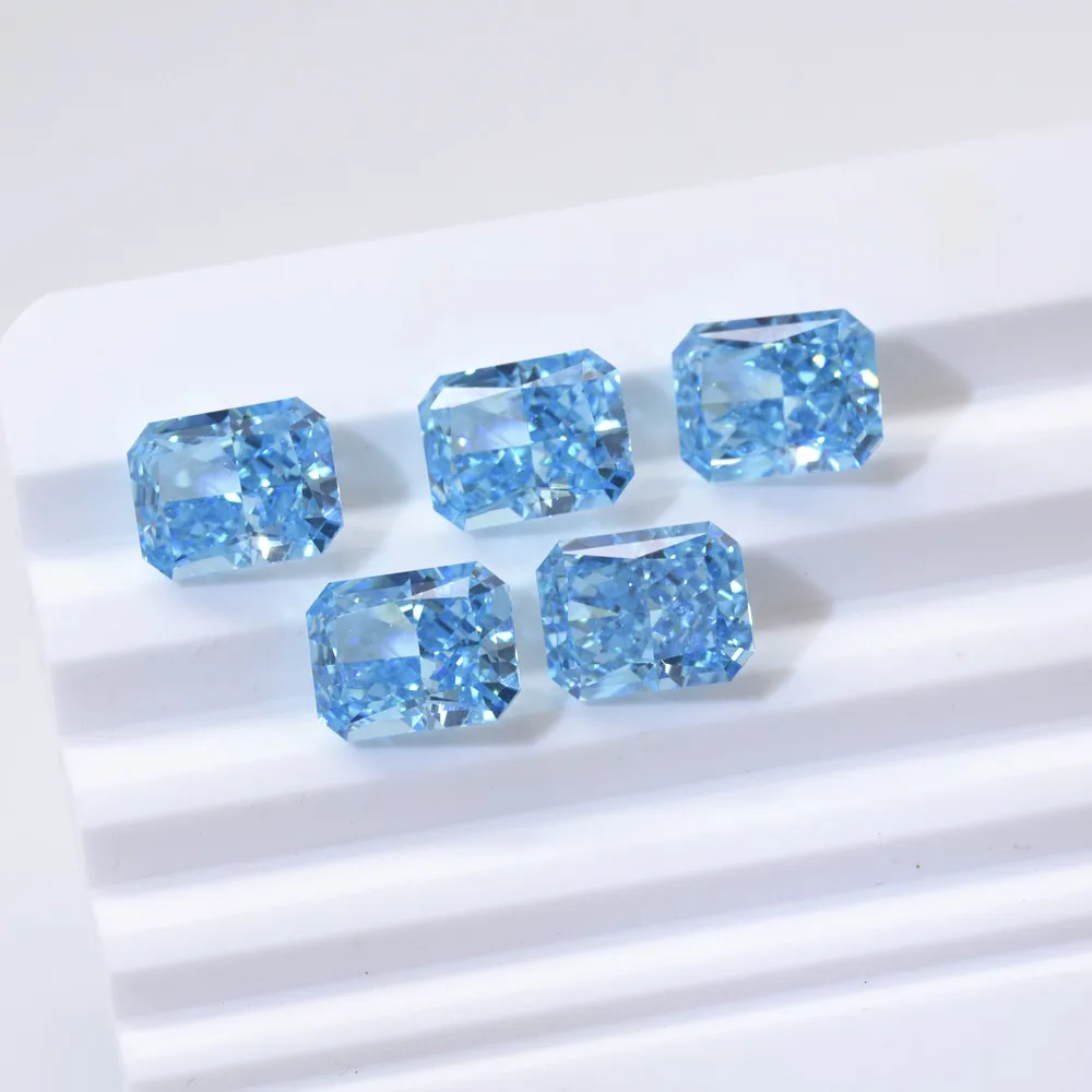 Aquamarine Loose Gemstone Fancy Shape Crushed Ice Cut Cubic Zirconia Blue CZ Loose Stone For Jewelry Ring Making