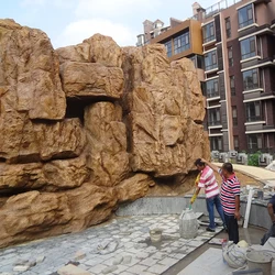 High quality large rockery fiberglass waterfalls natural stone garden fountain outdoor