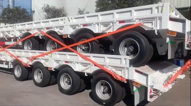New 40ft 4 Axle 60 100 Ton Gooseneck Lowboy Flatbed Semi Trailer Semi Truck For Sale Can Customized