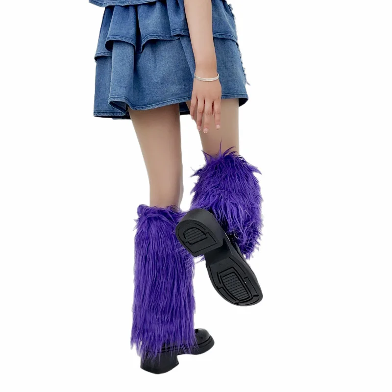IDOIT Faux Fur Leg Warmers Boot Covers Lady Cute Knee-length Hipster Warm Sock Fashion Socks Furry Leg Warmers