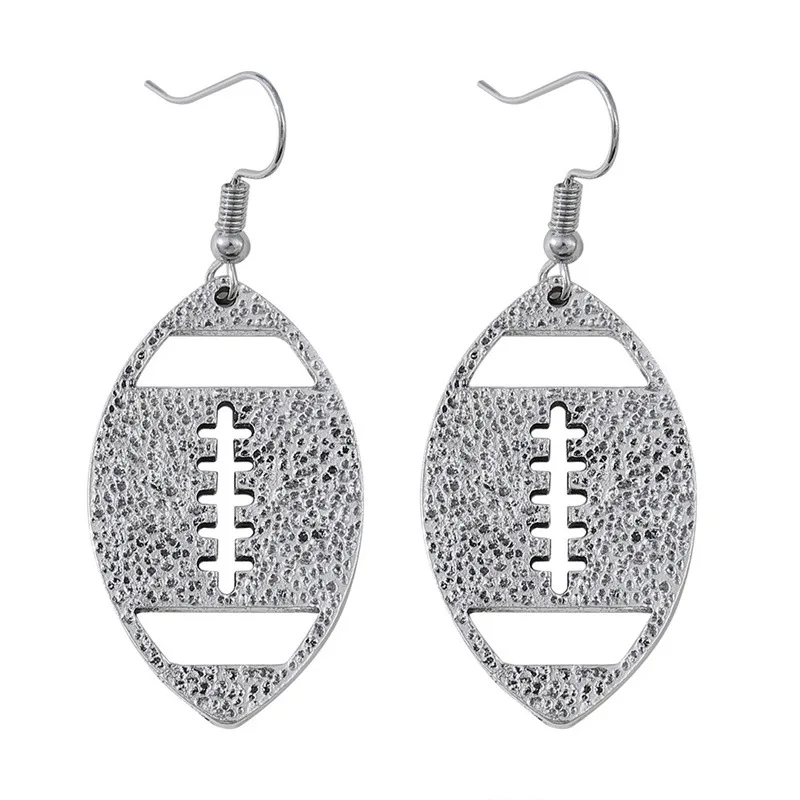 Unique Silvery Football Dangle Earrings Zinc Alloy Jewelry Vintage Elegant Style For Women Daily Sports Earring