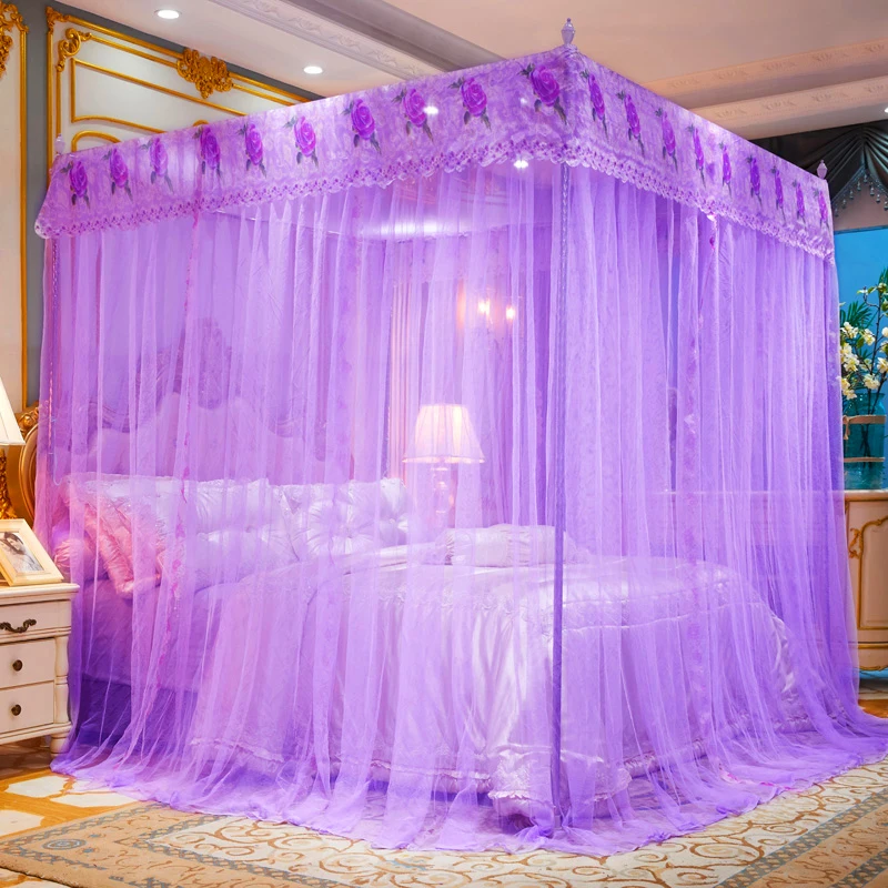 luxury U type Palace style Guide rail mosquito net three open door telescopic electric mosquito Bed Net Nets