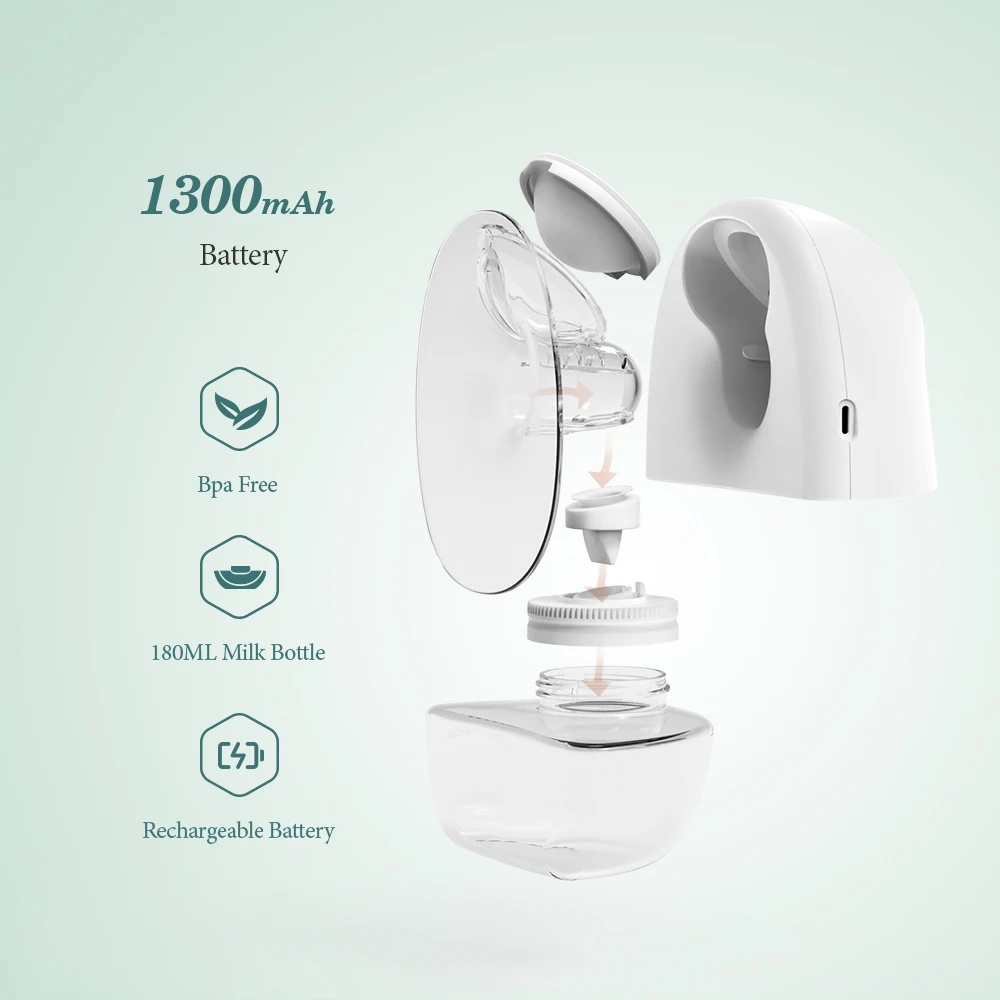 portable cordless baby electric wireless breast pump noiseless hands free digital thin wearable breastpump sample