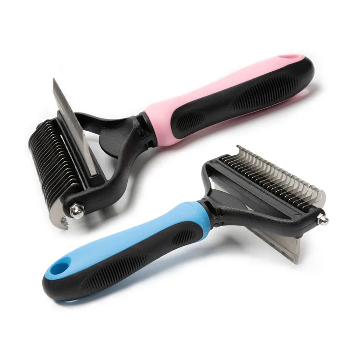 Good quality cheap price hot sell dog pet grooming products cleaning pet tool 2 in 1 pet comb hair removal dog hair removal comb