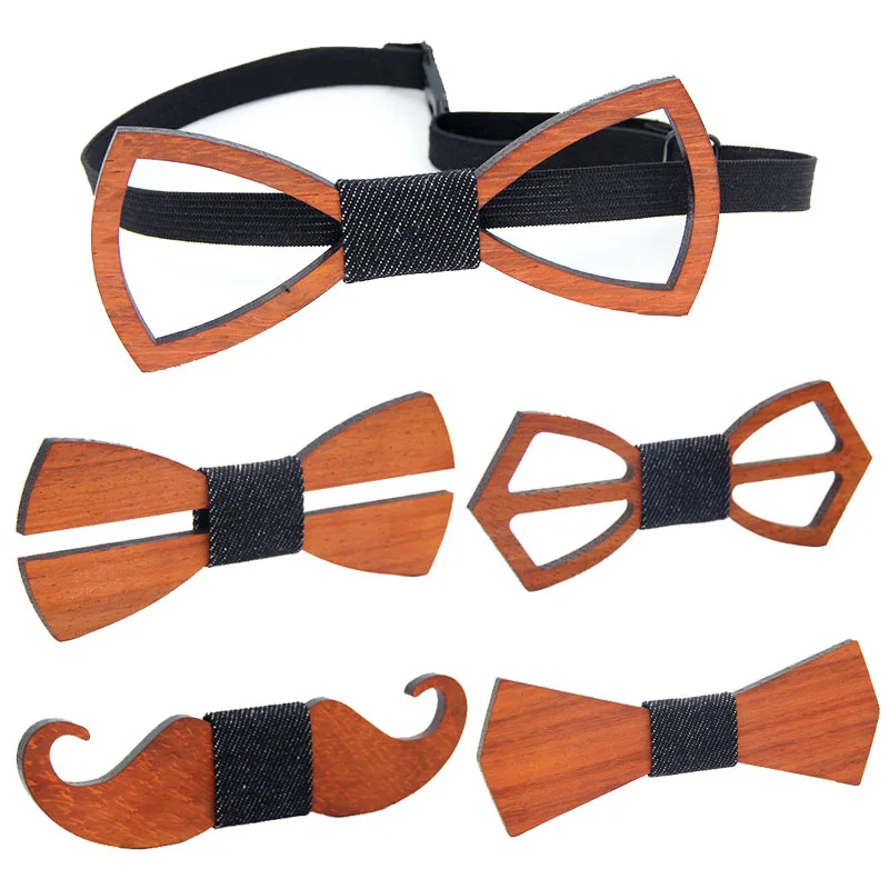 Высококачественные мужские деревянные галстуки-бабочки из красного дерева ручной работы