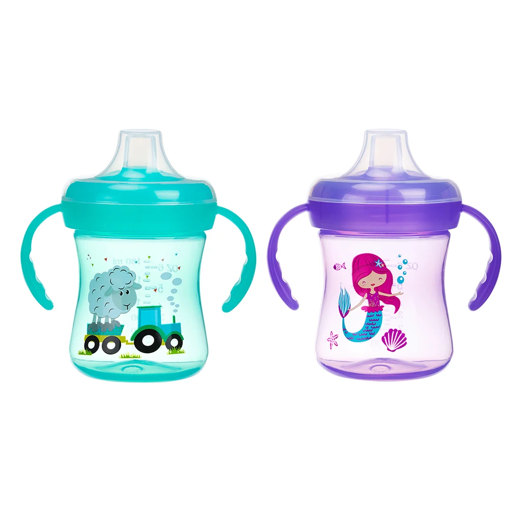 Custom Food Grade Cup Child Kids Leakproof Cup for Feeding and Drinking Non Spill Silicone PP Baby Training Cup with Handle