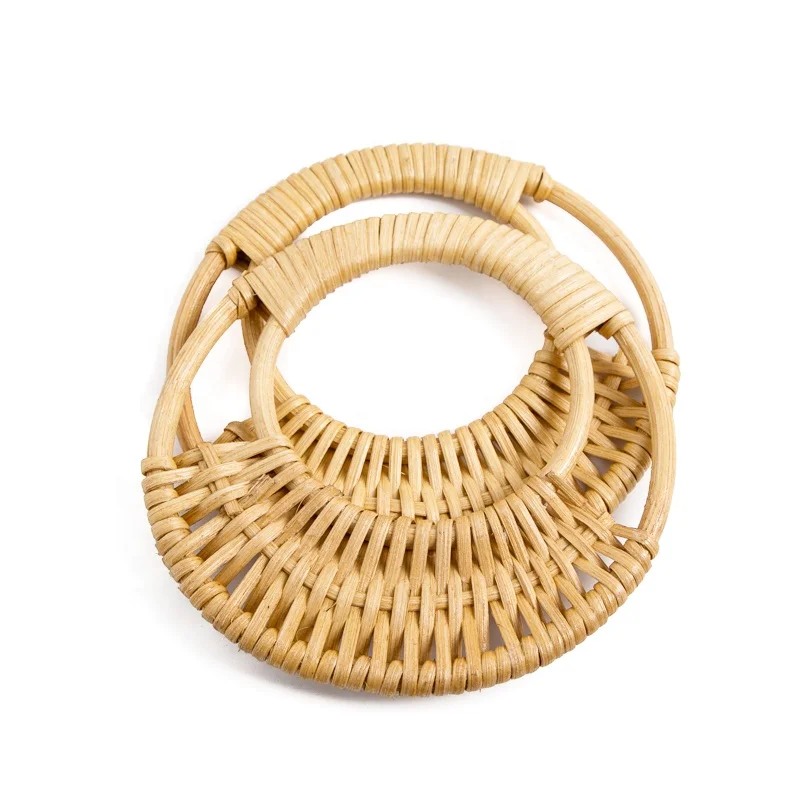 Bamboo Bag Handles Box Joint Handle Buckle DIY Accessories Decorative Plastic Wallet Wooden Custom Fashion 2 Pcs Camber, Round