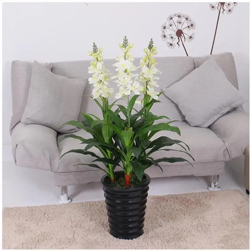 Artificial Bamboo Cherry Coconut Palm Low Price Flower Wall Oem/Odm Latest Popular Ficus Big Potted Fake Flowers With Vase