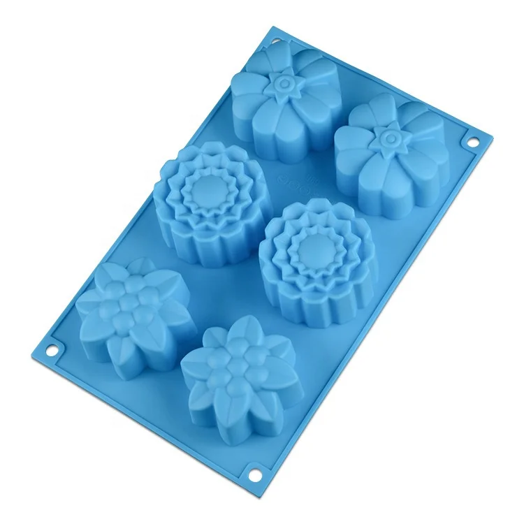 
Factory Soap Fondant Heat Resistant Round Flower Custom Silicone Moon Cake Mold 