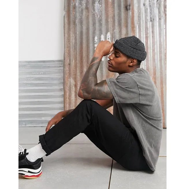 vintage custom acid wash oversized black blank t-shirt weight heavy tee shirt thick cotton stone washed t shirts