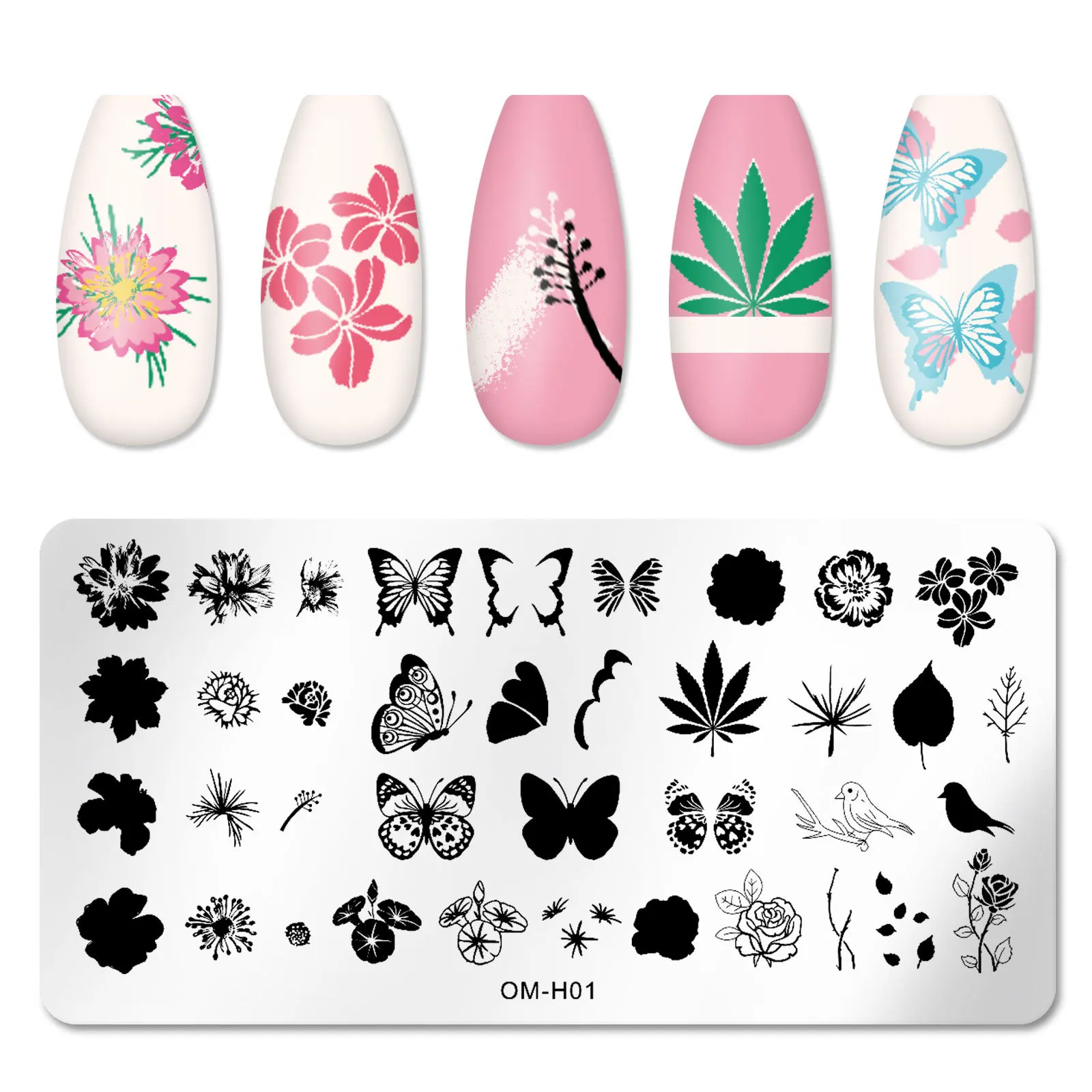 2022 new fashion nail art image design stamping template flower butterfly leopard print nail polish Transfer template nail plate
