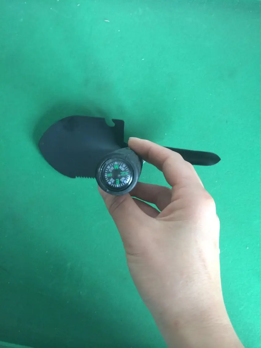 Folding Outdoor Shovel with Pickaxe and Carrying Case Emergency 3 in 1 Mini Camping Foldable Shovel Pick and Saw with Compass