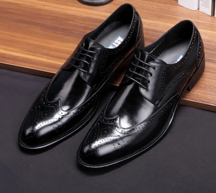 HQC-1006 Classic Italian man genuine leather shoes dress shoes men