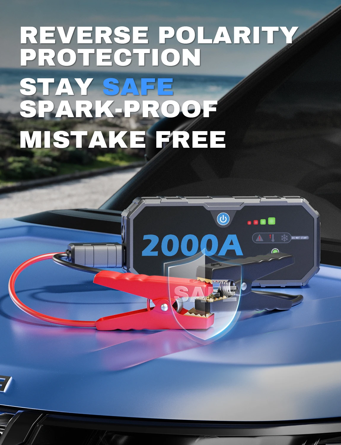 Multifunction 12V Jump Starter And Power Bank 2000A Battery Booster Car Jump Starter Car Jump Starter With Wireless Charger