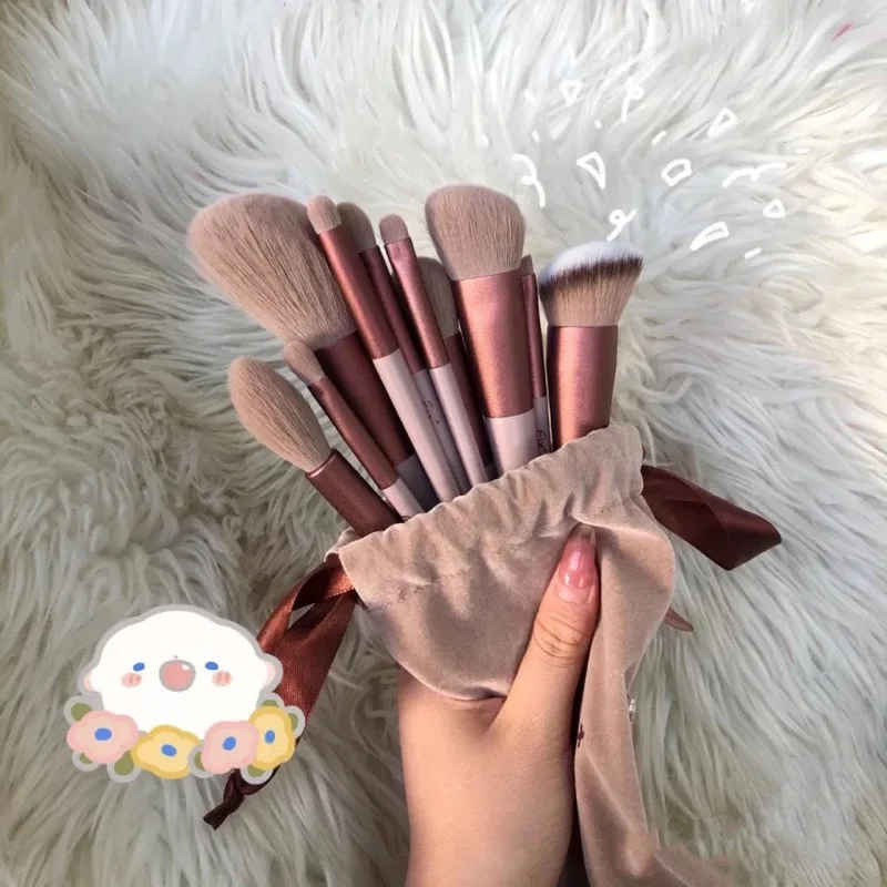 Beginner Specific Wholesale 13 Makeup Brushes Set With Cloth Bags Soft Durable Portable Makeup Brushes Set for Novice