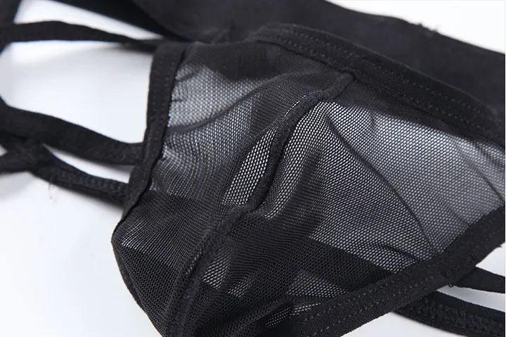 sexi mature leather mesh transparent G strings lingerie men sexy boxer
