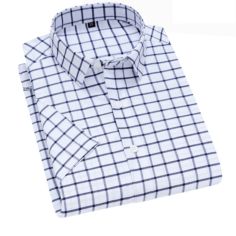 Оптовая продажа, высококачественные офисные мужские рубашки с коротким рукавом, повседневные рубашки в клетку, официальные рубашки с длинным рукавом, большие размеры, мужские рубашки