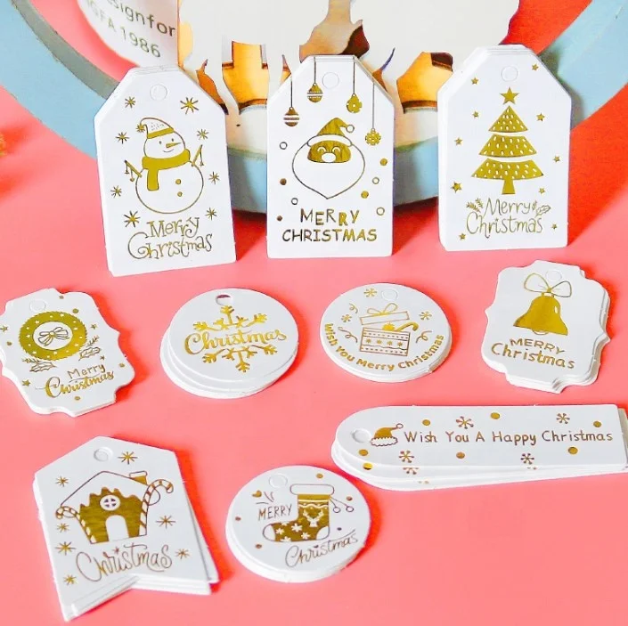 Горячее тиснение рождественские бирки Рождественский подарок украшение этикетка карты в наличии