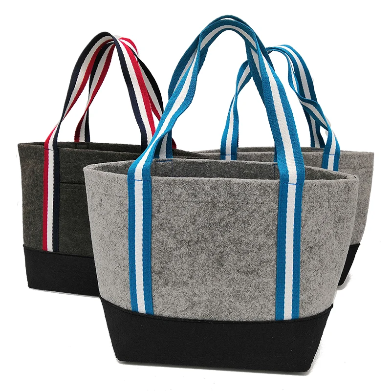 Top sale china manufacturer recycling reusable daily use grayladies felt tote bags Custom Shopping Felt Cloth Tote Bag