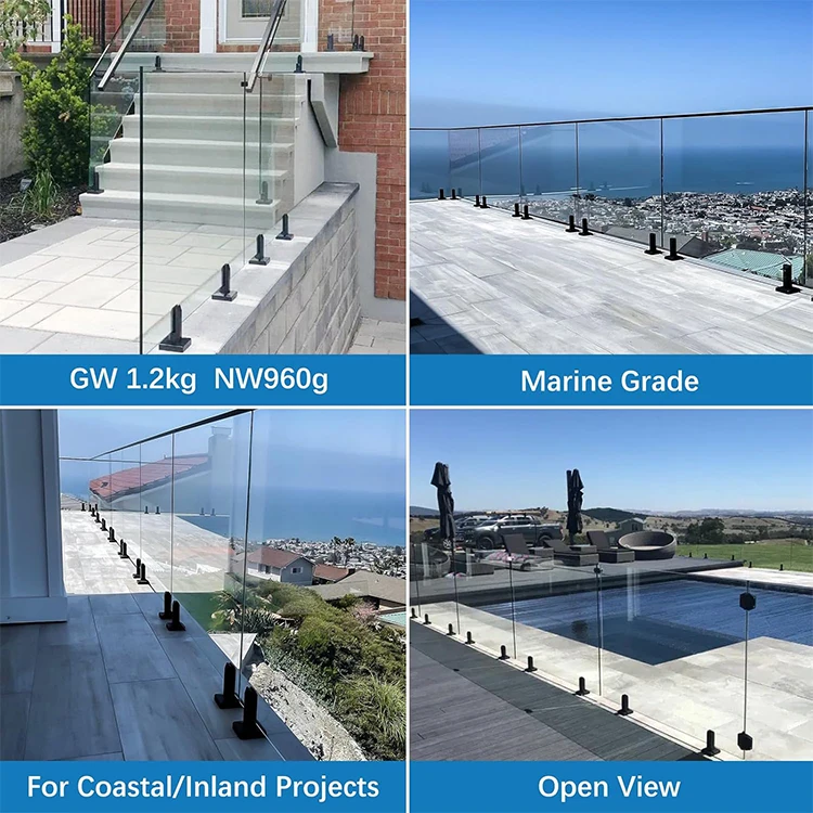 Glass Balustrade Staircase Tempered Railing Tilt Angle Adjustable Stainless Steel Glass Spigot For Staircase