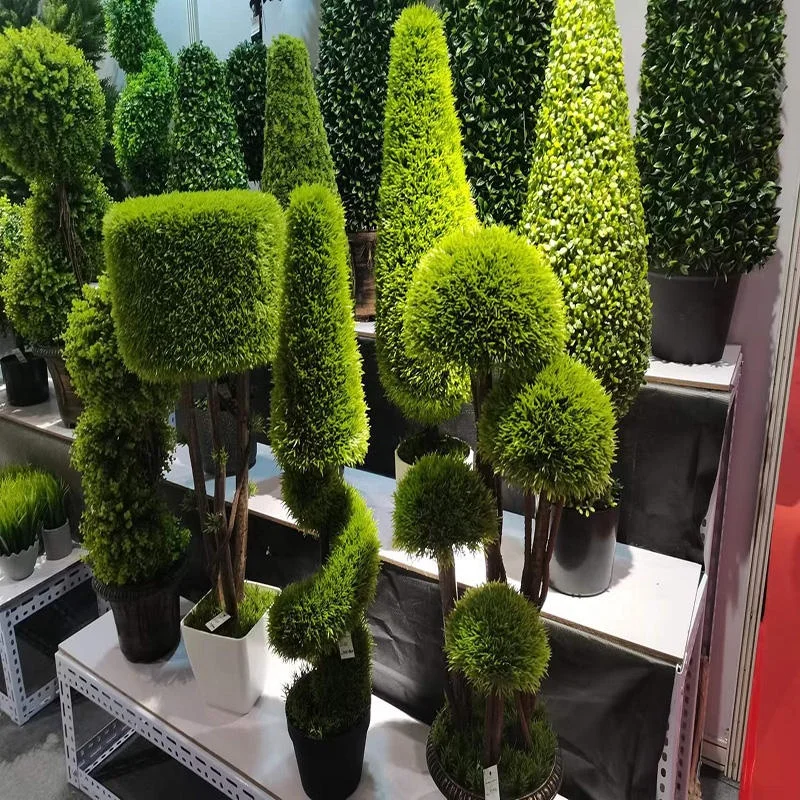3Ft Garden Supplies Plastic UV Protected Faux Real Topiary Green Plant Bonsai Artificial Tree Potted for Garden Door Decor