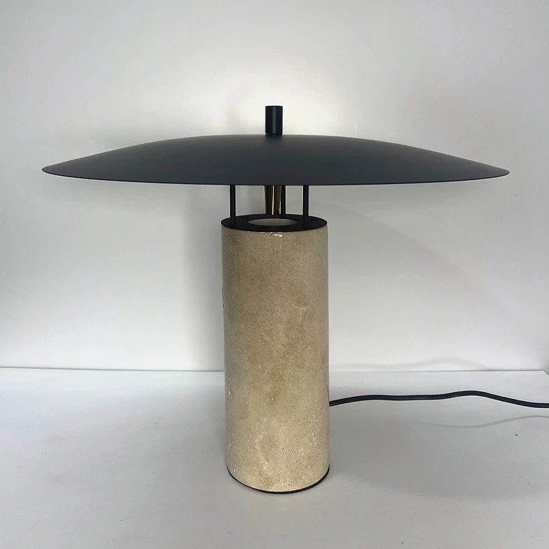Nordic Home Designer Desk Lamp Nature Marble Wabi Sabi Yellow Stone Travertine Table Lamp For Living Room Villa Hotel Bedroom