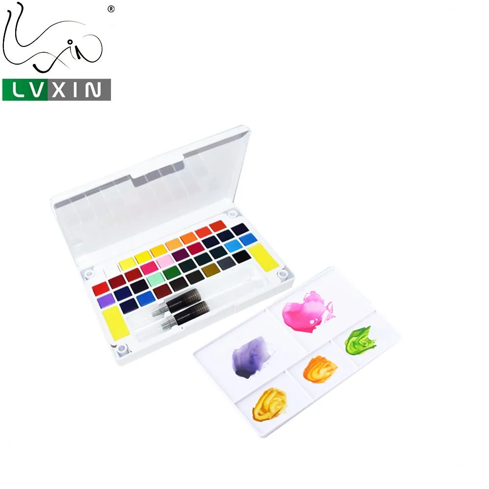 2019 Factory 12/24/36 Solid Watercolor Paint Set With Water Brush Pen for Artists