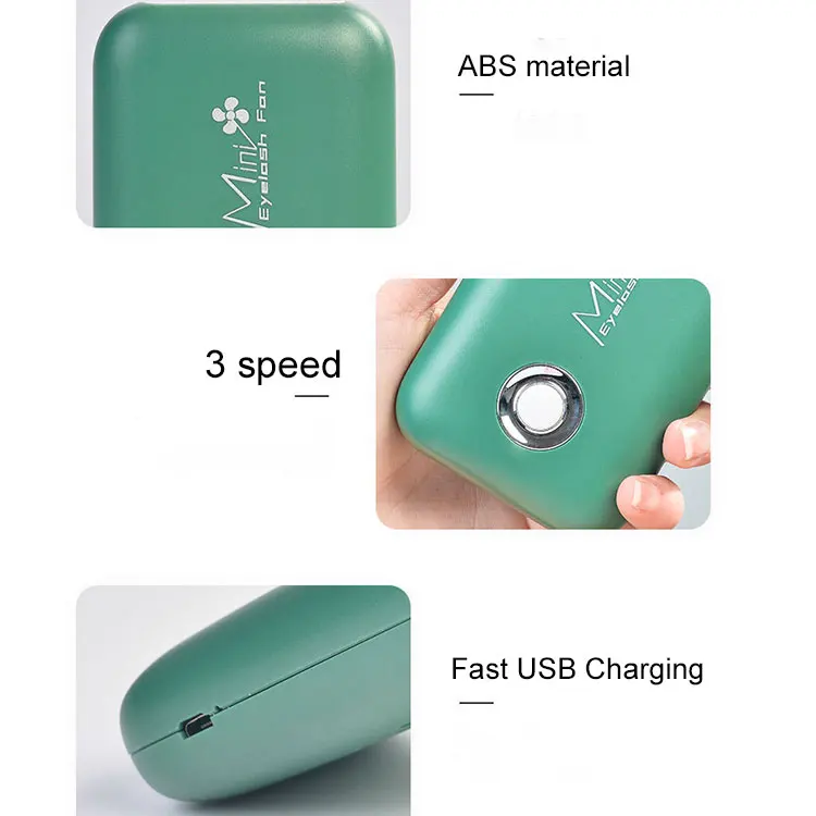 Hand Held Mini Lash Fans Dryer Portable Bladeless Usb Electric Rechargeable 3 speed Eyelash Extension Air Blower Cooling Fans