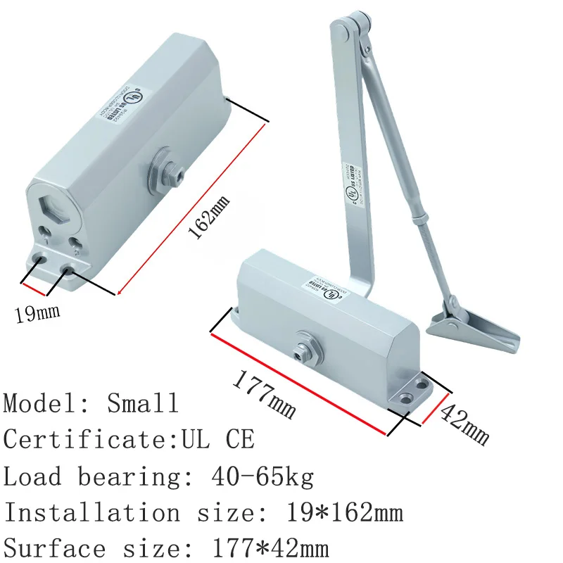 Ul Listed Gate Closer 19*162mm Automatic Closing Door Opener 45-85 KG Heavy Duty Door Closer