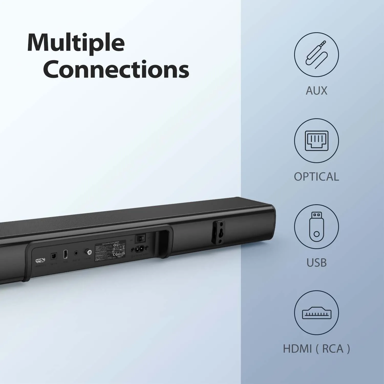 Tribit Sound Bar Wireless Speaker, 6 Mics, 80W Multiple Connection, BT 5.0, for Home, Wall Mount, Desktop