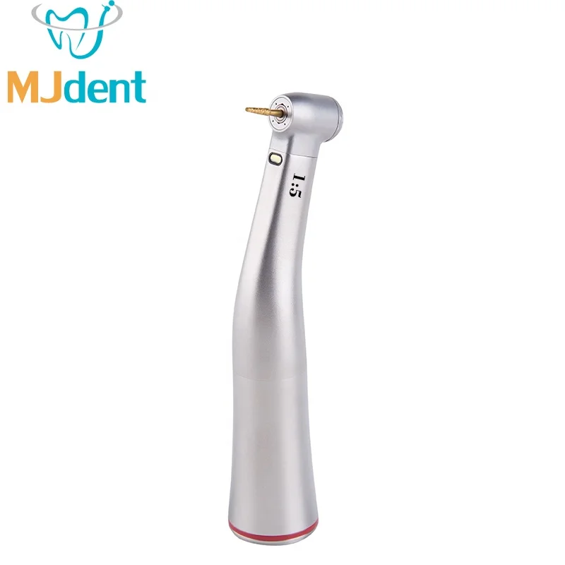Stainless steel contra angle 1:5 low speed handpiece With Optic Fiber