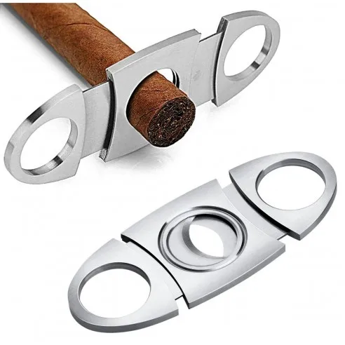 9cmX4cm Classic Guillotine Design Silver Color Stainless Steel Cohiba Cigar Cutter With Smooth Double Blade