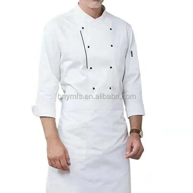 
white chef coat black button double-breasted suit sushi chef uniform 