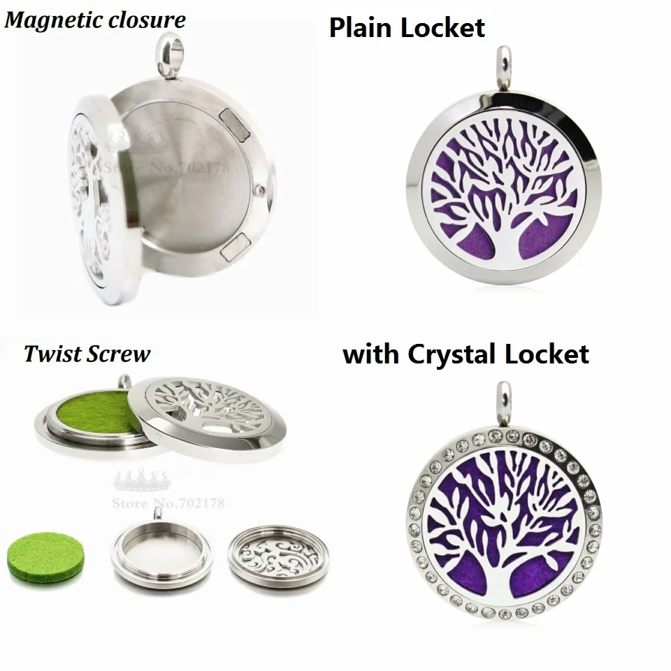 25mm Magnetic Perfume Aromatherapy Locket fit Necklace 316L Stainless Steel Essential Oil Diffuser Locket Pendant
