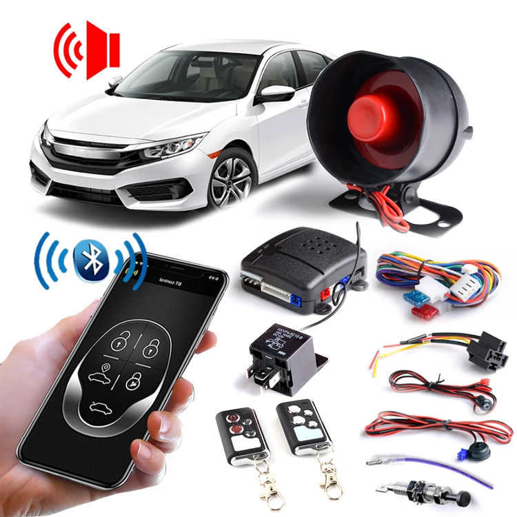 2024 Auto Electronics One Way Car Alarm System Phone APP Remote Control Car Alarm