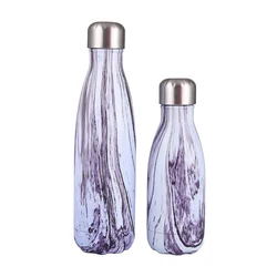 2019 Amazon Hot Sale 17oz Wood Double Wall Vacuum Insulated Coke Cola Shape Water Bottle