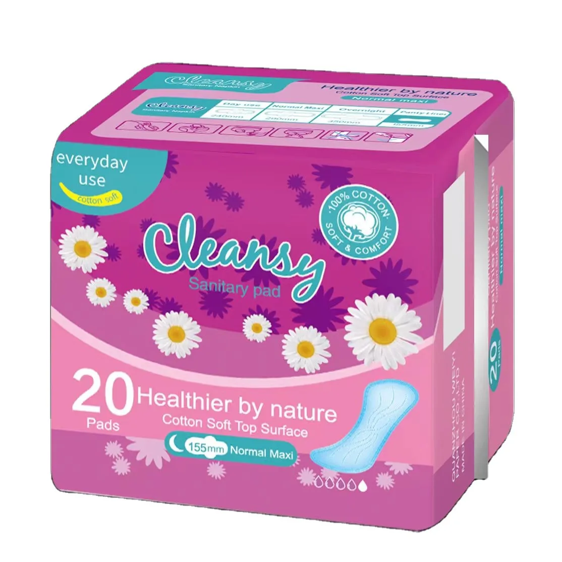 Super Absorbent Pads Organic Cotton Women Menstrual Lady Sanitary Pad Disposable Pad For Heavy Flow