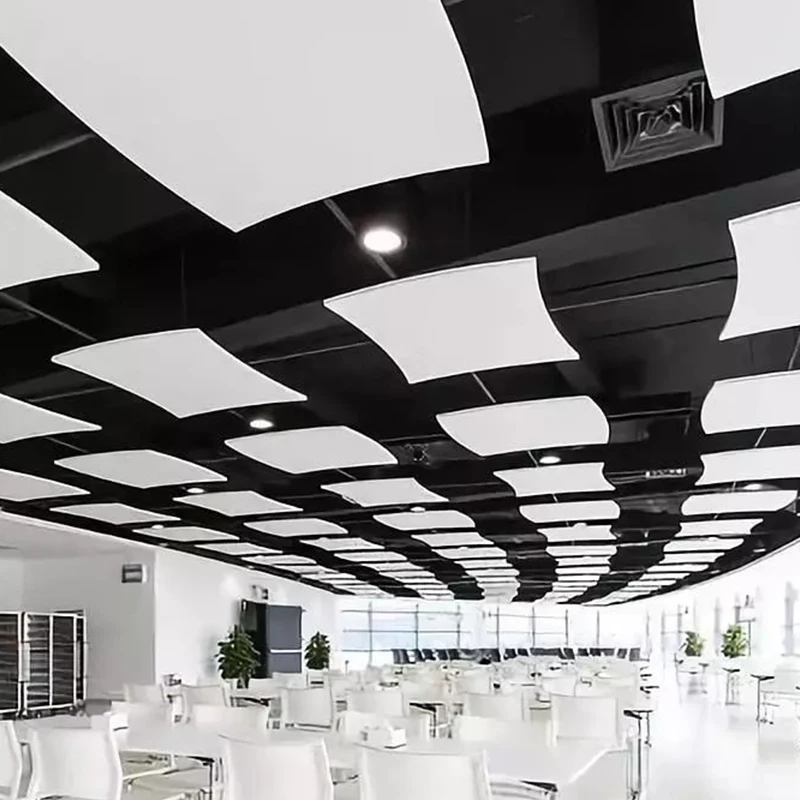 Acoustic Fiber Glass Wool Insulation Ceiling Tile Suspension Soundproof Ceiling Baffle Panels