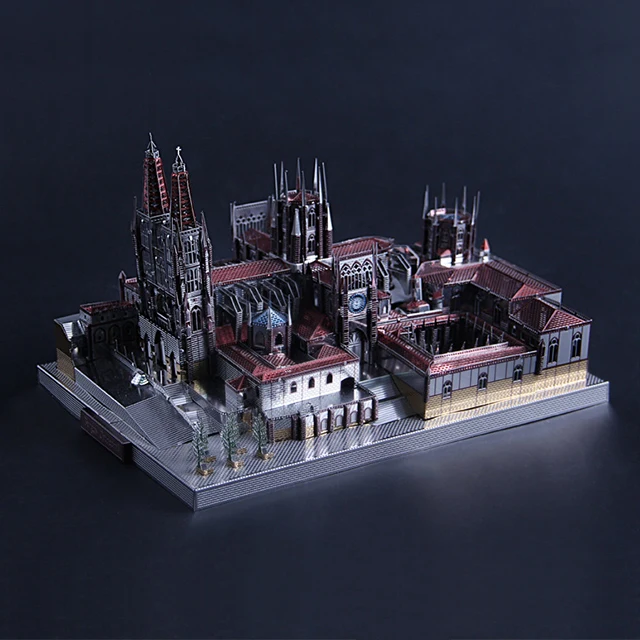 Spain Burgos Cathedral Architecture 3D Metal Puzzle DIY Assemble Model Kits Laser Cut Jigsaw Toys