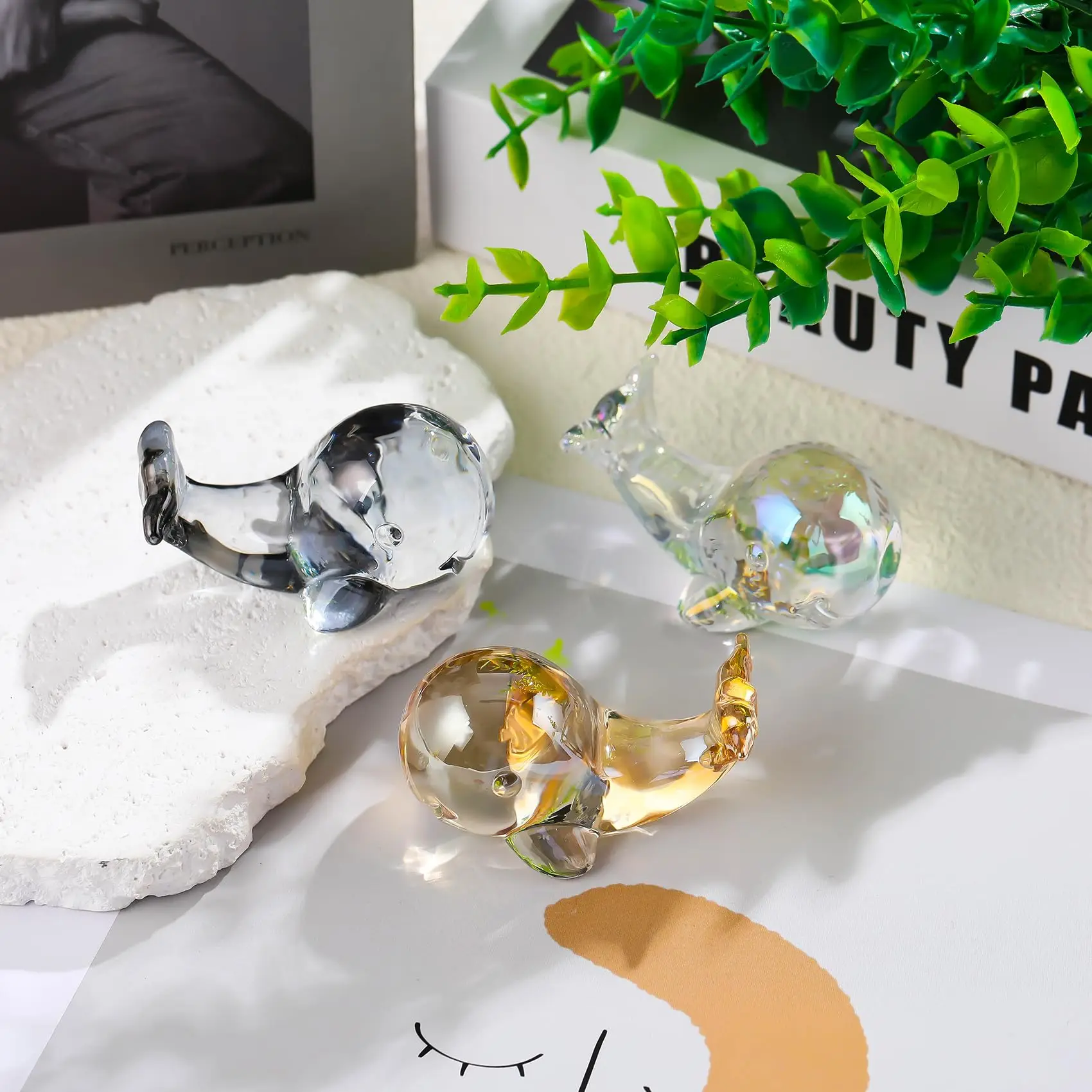 AB Color Crystal Whales Figurines Paperweights Crystal Whale Statue Home Decor Animal Figurine
