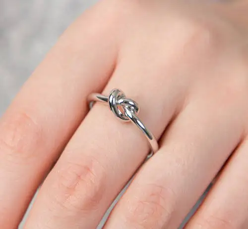 925 Sterling Silver Love Knot Ring Promise Adjustable Friendship Knot Ring For Lady