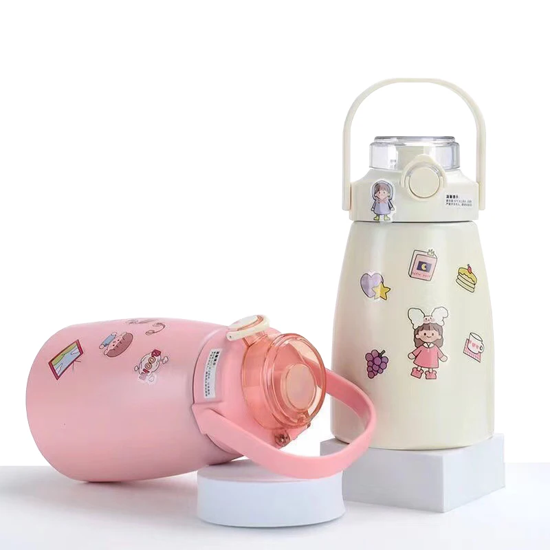 thermal flask sports metal smart iron fo shan sichuan coffee double layer stainless steel baby sippy thermos cup/mug with straw