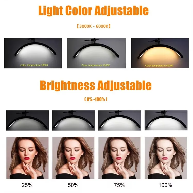 U-shaped beauty lamp LED embroidery fill light eyelash  rhinestone half moon nail lamp beauty salon floor standing eyelash lamp