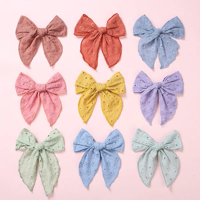 YiYuan Fashion Embroidered Flower Hair Bow Clips for Girls Hollow Swallow Tail Hairgrips Barrettes for Kids Children Hair Pins