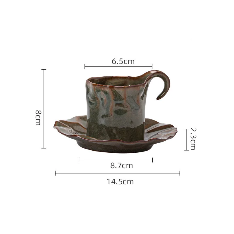 Japanese Vintage Afternoon Tea Style 150ML Handmade Ceramic Coffee Cup And Saucer Set  Milk Drip Mug Office Restaurant Drinkware