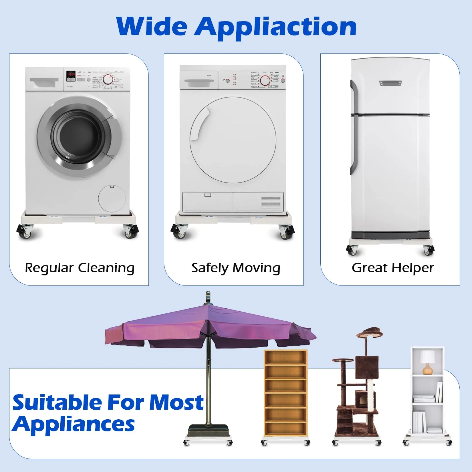 Appliance Dolly Cart  Plastic Base for Washing Machine and Refrigerator Washing Machine trolley wheels Base Fridge Stand